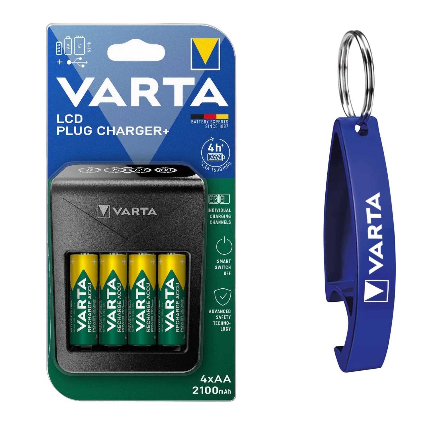 Varta LCD Rychlá nabíječka 4ks Baterie Akumulátor Aa 2100 mAh +dárek