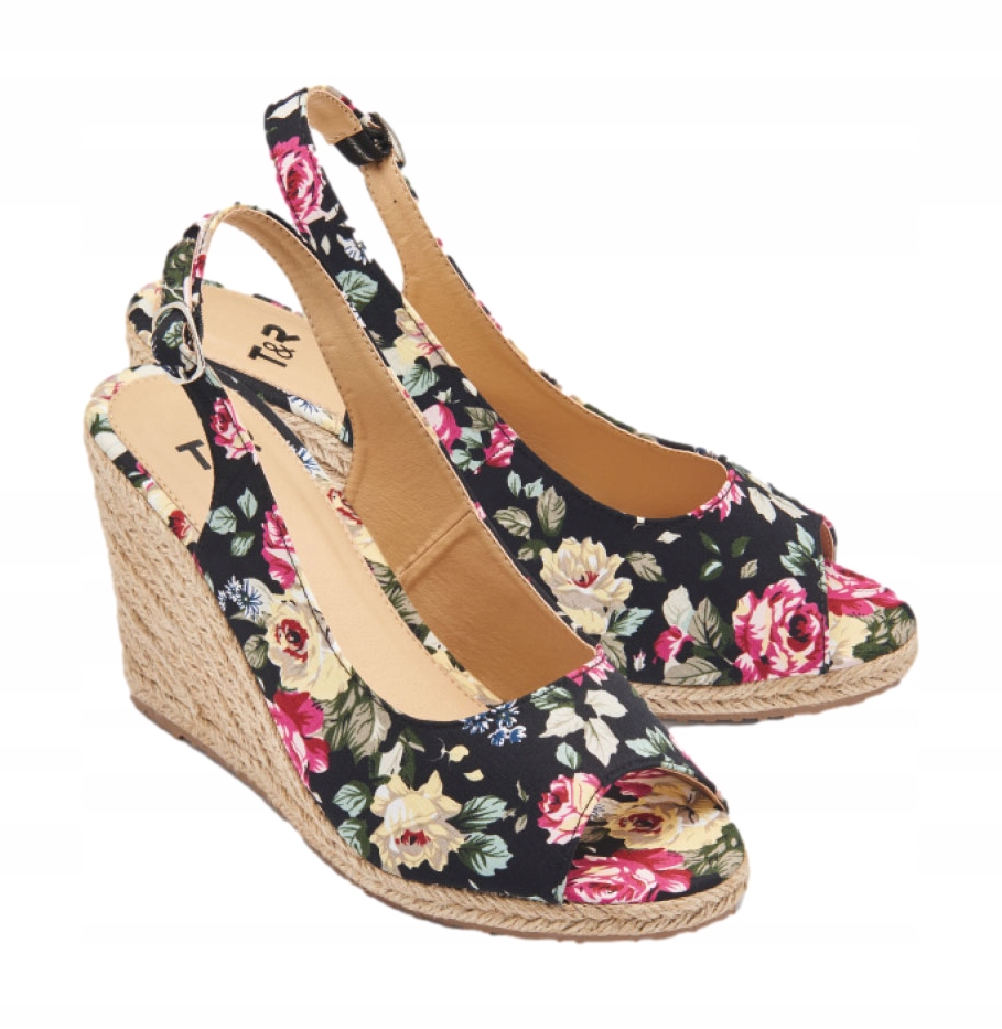 

Buty Sandały Damskie koturn Kwiaty *38