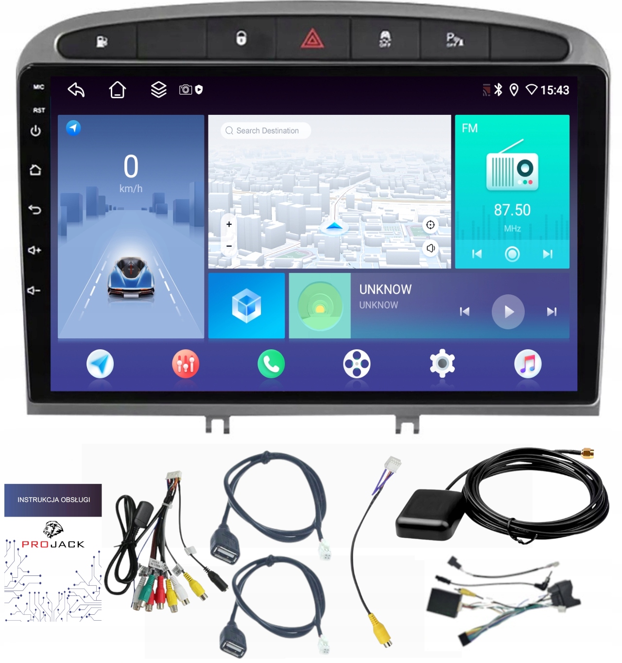 Rádio Navigácia Android Carplay Peugeot 308 408 4GB 64GB Sim