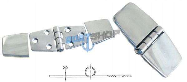 ZAWIAS 78X40 MM + ZAŚLEPKI STAL NIERDZEWNA