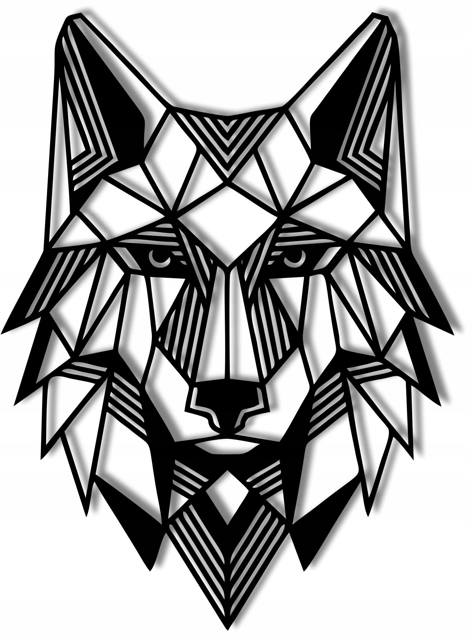 Nástěnná dekorace Vlk 60 cm 6 mm Mdf geometrický obraz prolamovaný panel