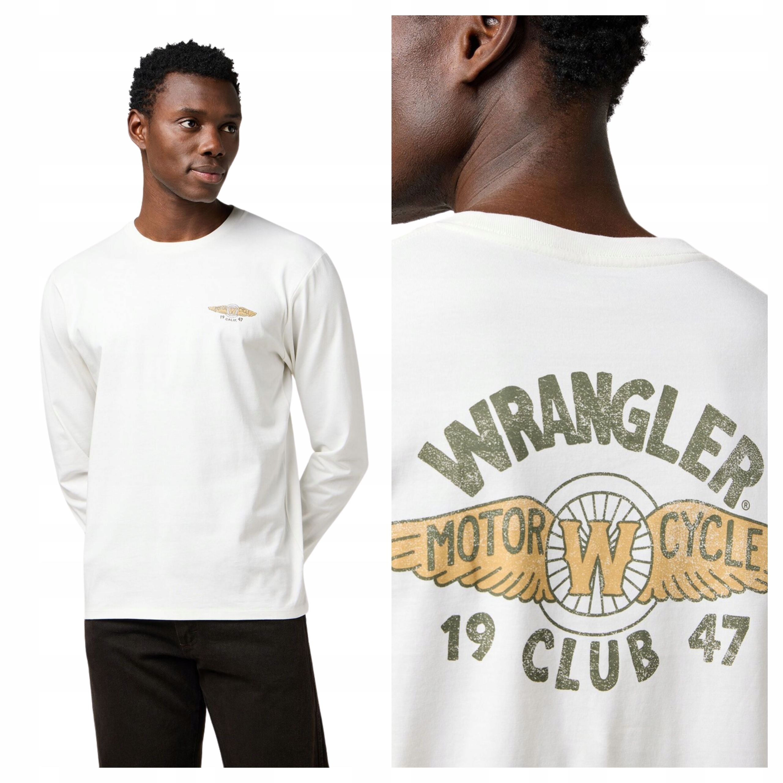 Tričko Pánské Wrangler Americana Tee Bílá Dlouhý rukáv S