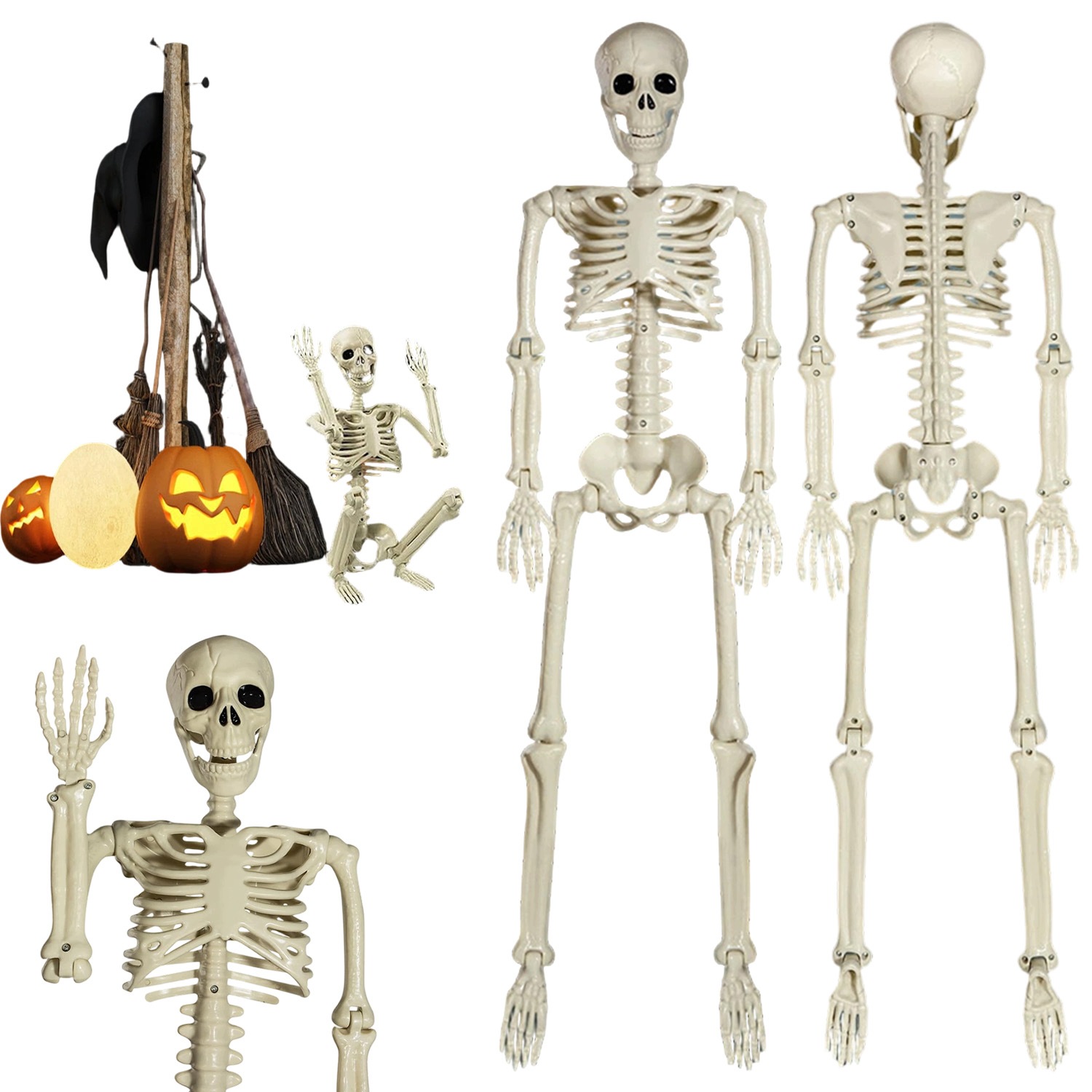 Kostra s pohyblivými klouby 94 cm Bílá Dekorace Halloween Dům Zahrada