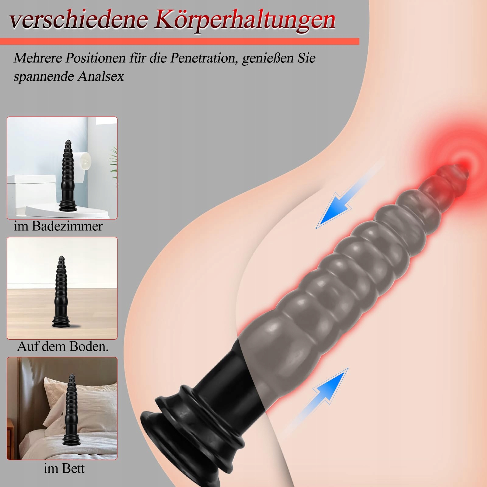 BDSMLOVE Analdildo XXL 32 CM Duży Korek Analny Dla Dorosłych Czarny — miniatura 3