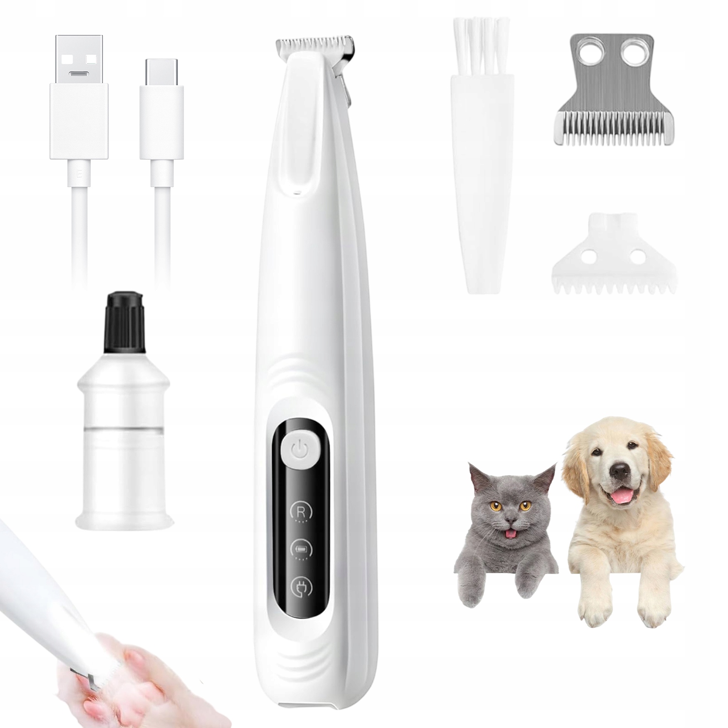 Zastřihovač Pro Psy Na Tlapky, Zastřihovač Psů, Led, Voděodolný, Bílý