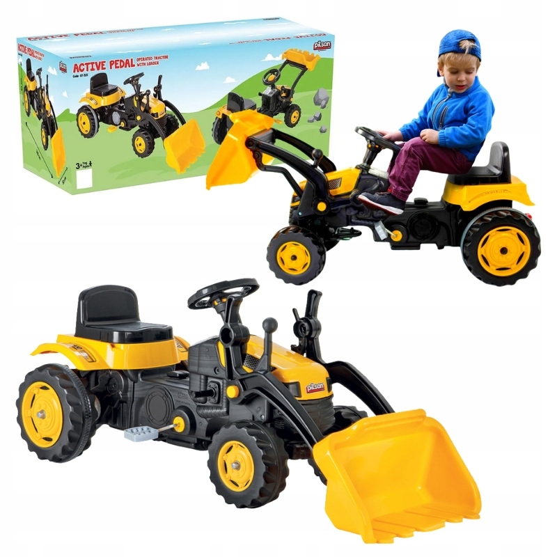 Pojazd Dziecięcy Jeździk Na Pedały Traktor Żółty Z Ładowaczem Dla Dzieci