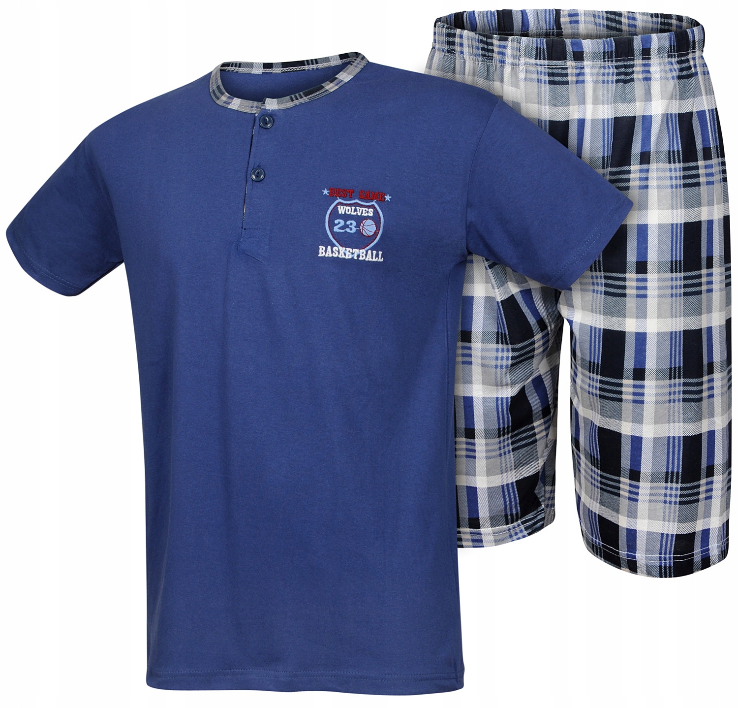 PIŻAMA BAWEŁNIANIA MĘSKA KRÓTKI RĘKAW JAKOŚĆ KRATA