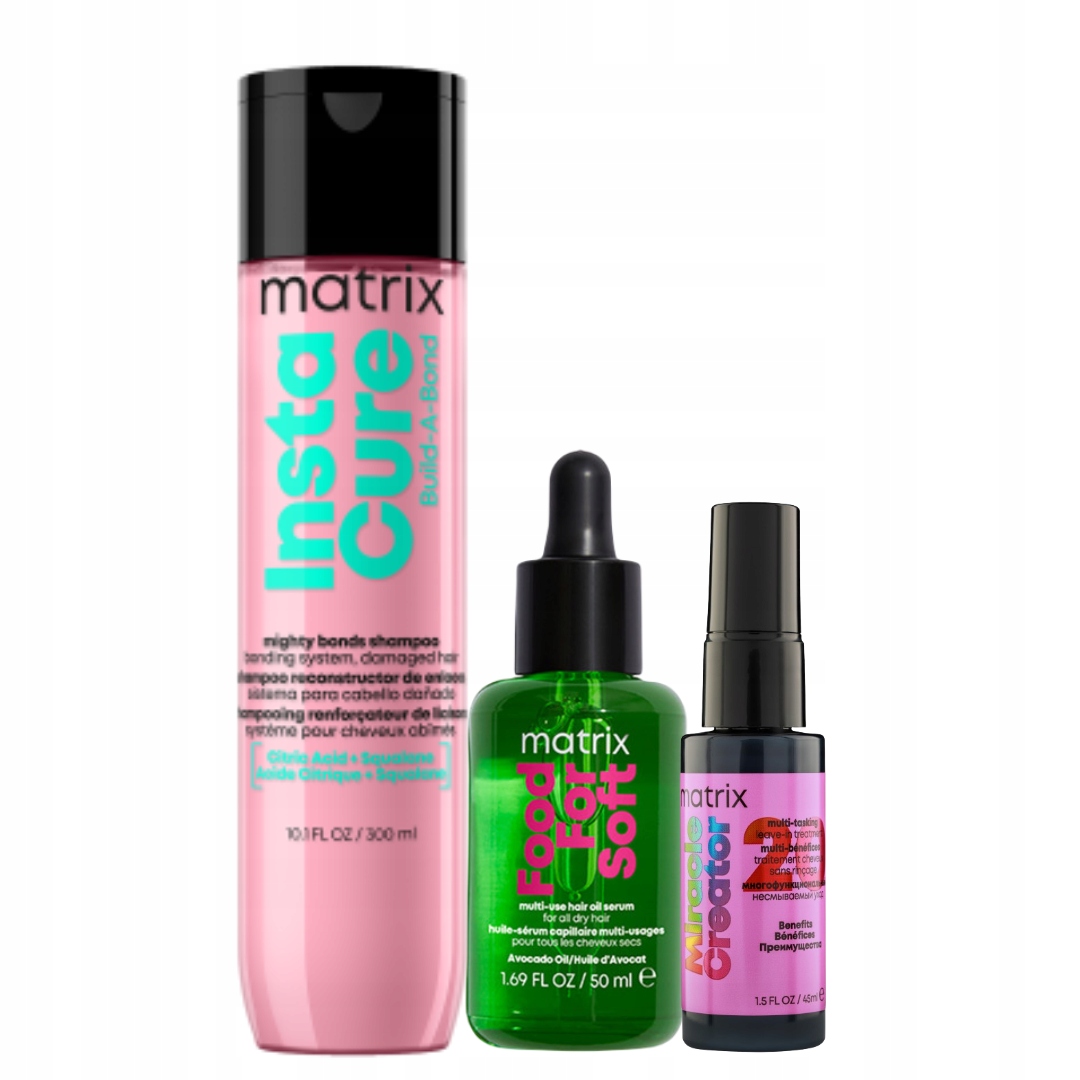 Matrix Instacure Build-A-Bond Szampon 300ml, Food For Soft Olejek 50ml
