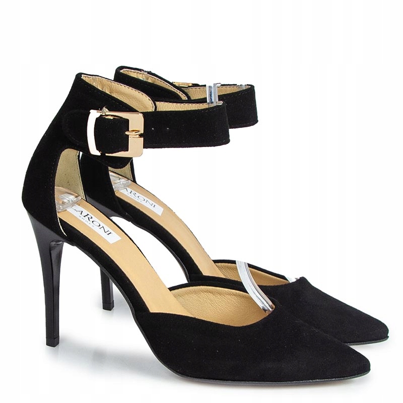 LaRoni E788 SZPILKI CZÓŁENKA SANDAŁY SKÓRA CZARNE 37 Rozmiar 37