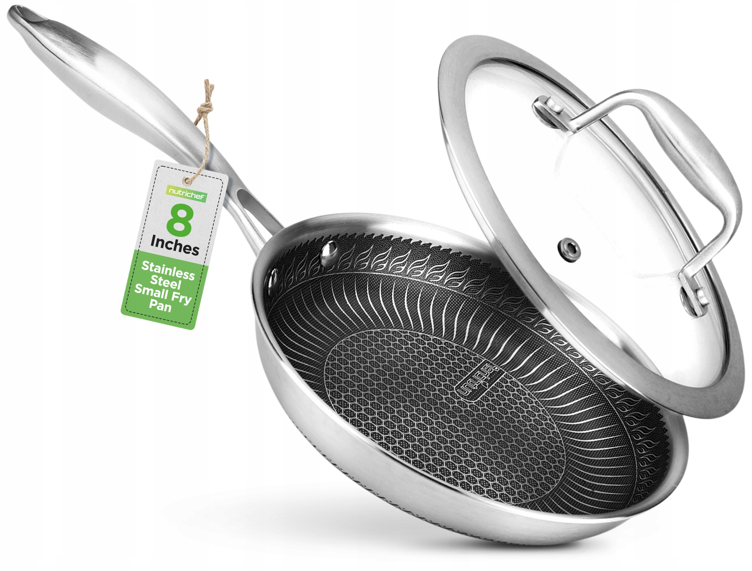 Patelnia Wok Mała 20 CM Stalowa Z Pokrywka Nutrichef