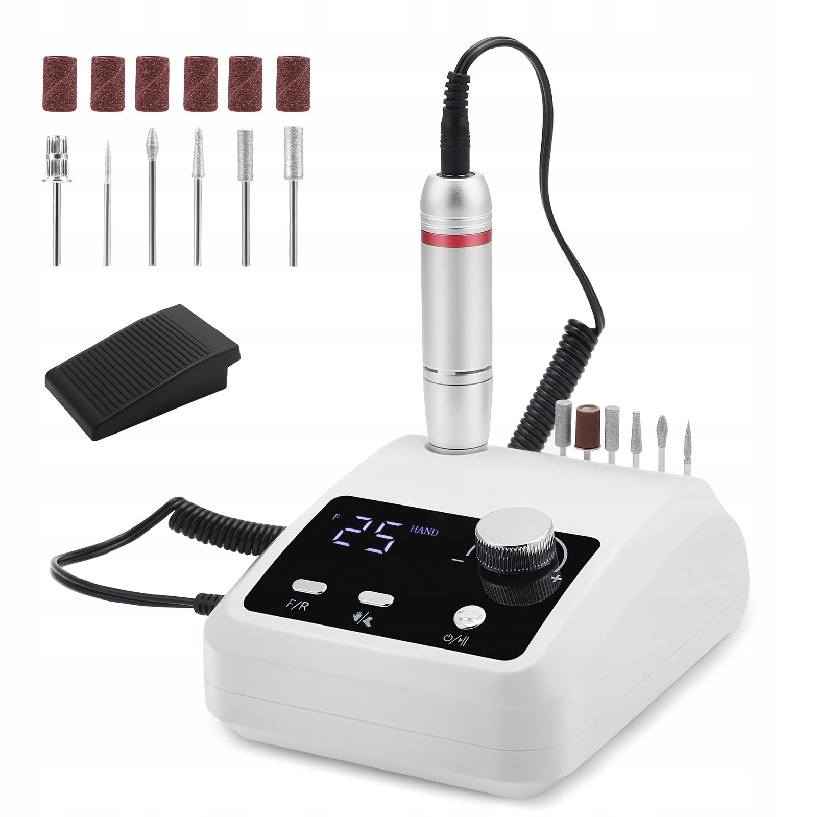 Bruska Bílá Na Nehty Manikúra Pedikúra 45000 Ot/min Silná Frézy
