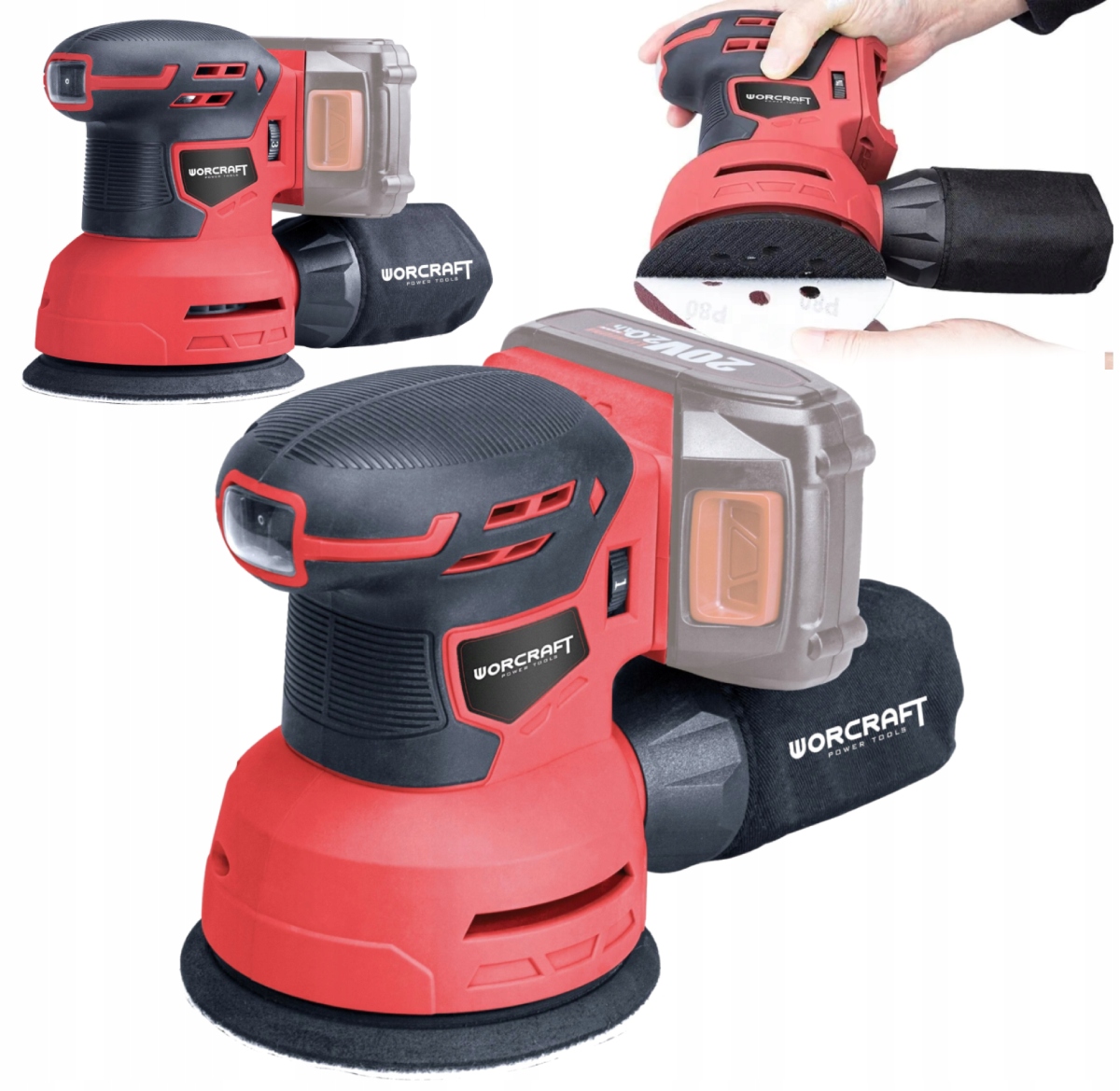 SZLIFIERKA MIMOŚRODOWA WORCRAFT CRS-S20LI SHARESYS 125MM 20V Z WORKIEM