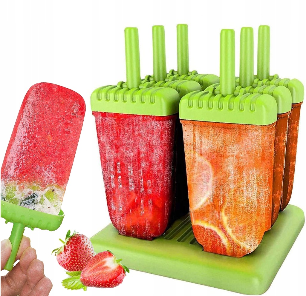 FOREMKA FORMA DO LODÓW SORBETÓW NA PATYKU LODY SOK DOMOWE STOJAK 6 szt