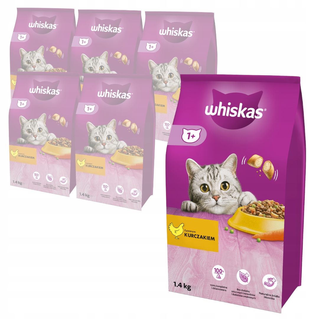 Whiskas Adult Suché Krmivo Pro Kočky Kuře 6x1,4 kg