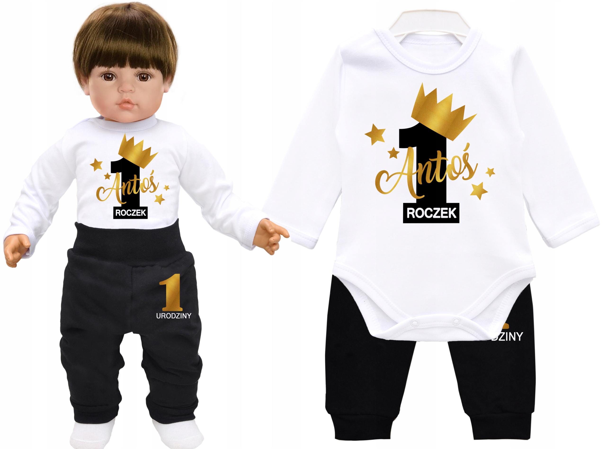 

Komplet Body Spodnie Urodziny Roczek Rok Imię r 86