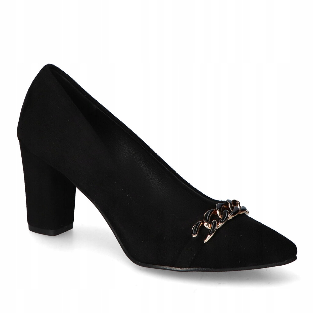 Boty For-but 146/85/L Černé semišové řetízek ozdoba na sloupku 39