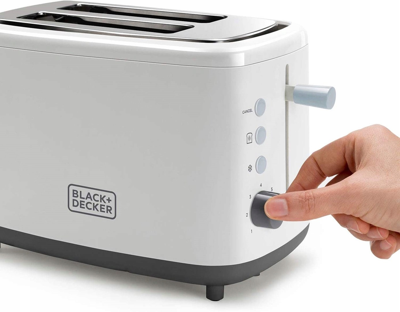 BLACK+DECKER Toster 820W 2 Szerokie Szczeliny 7 Stopni Opiekania Biały — miniatura 14