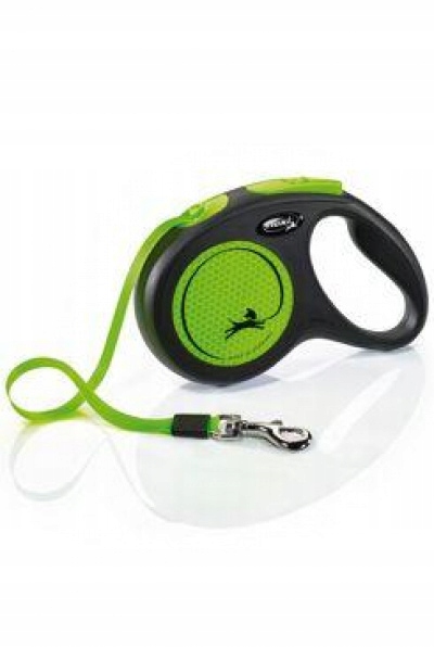 Levně Vodítko Flexi Neon New M pásek 5m/25kg černá/zelená