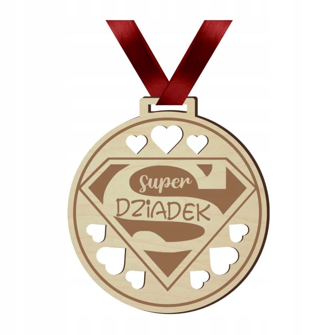 

medal Dziadek Tasiemka dzień Dziadka drewno