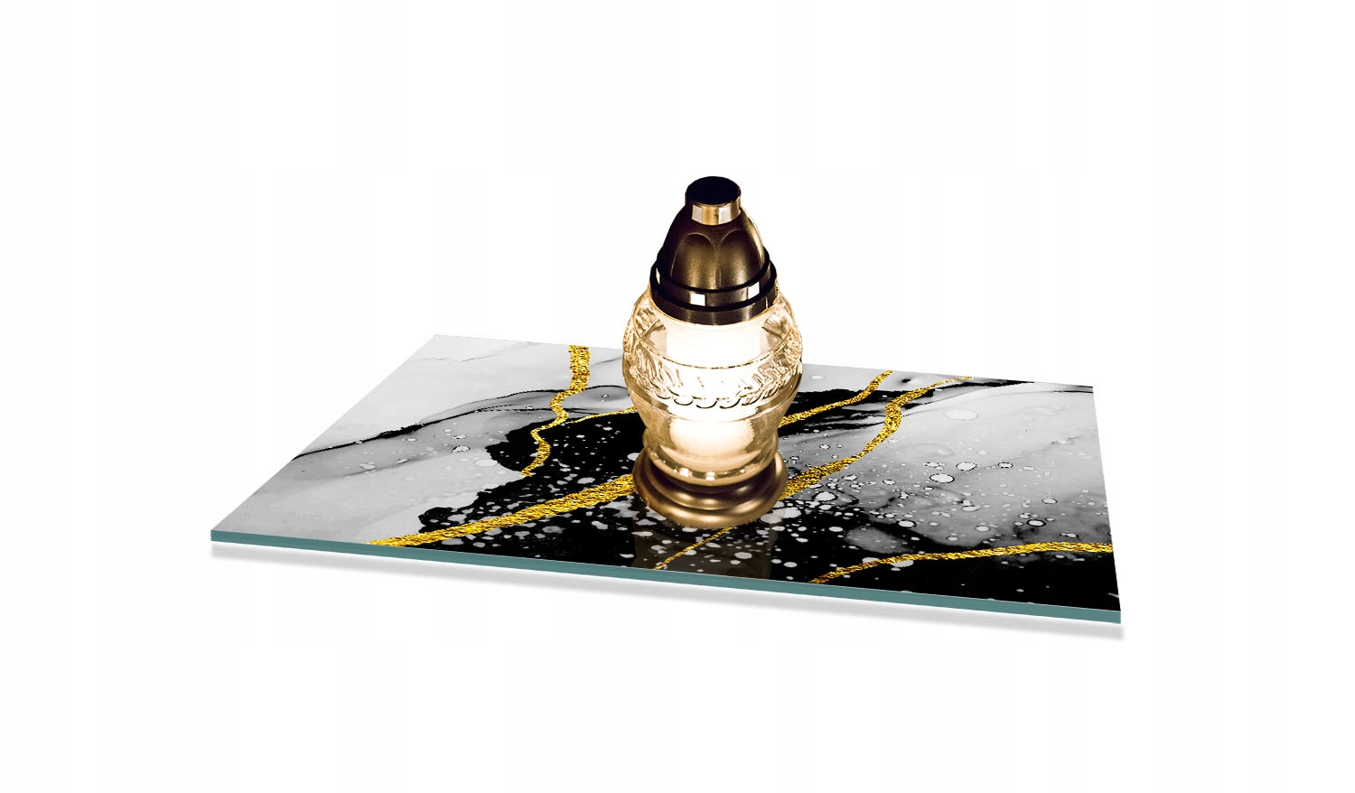 Podstawka pod ZNICZ Szkło Hartowane z nadrukiem 52x40cm na CMENTARZ