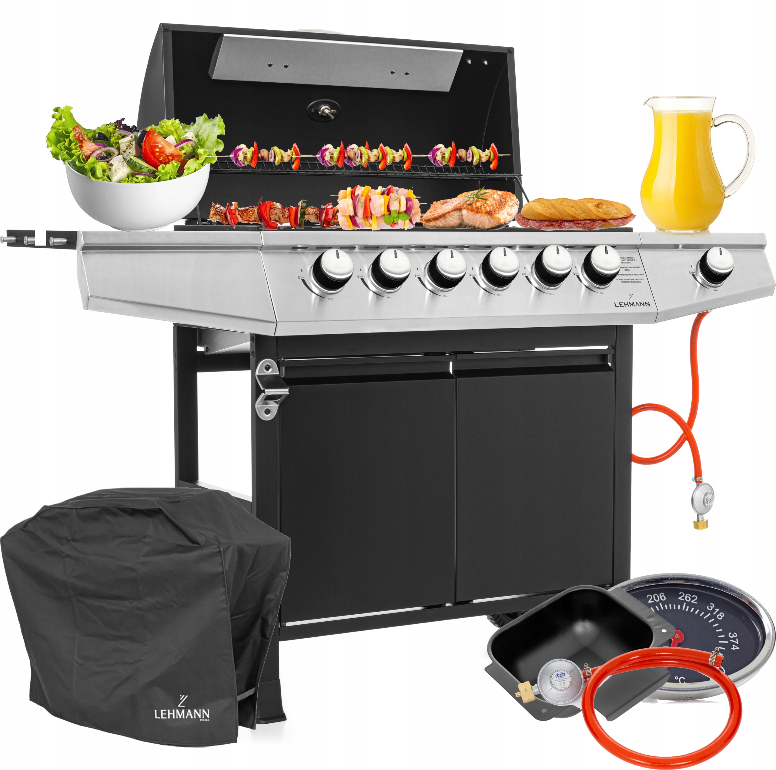 GRILL GAZOWY XXL 6+1 ŻELIWNY RUSZT OGRODOWY VEGAS