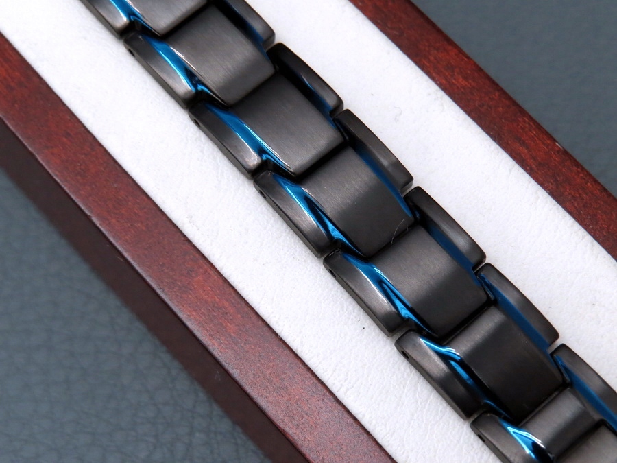 CZARNA ZDROWOTNA BRANSOLETA MĘSKA MAGNETYCZNA MOC BOSTON JEWELLERY ORYGINAŁ Materiał stal