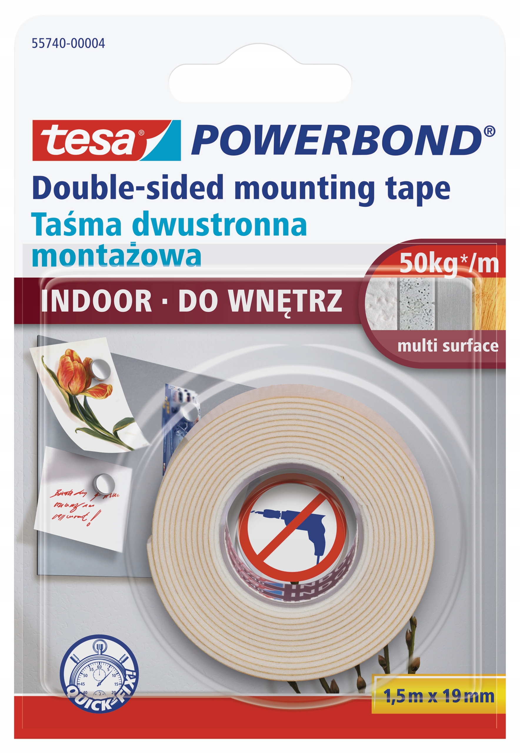 

Dwustronna taśma montażowa tesa do wnętrz 1,5m