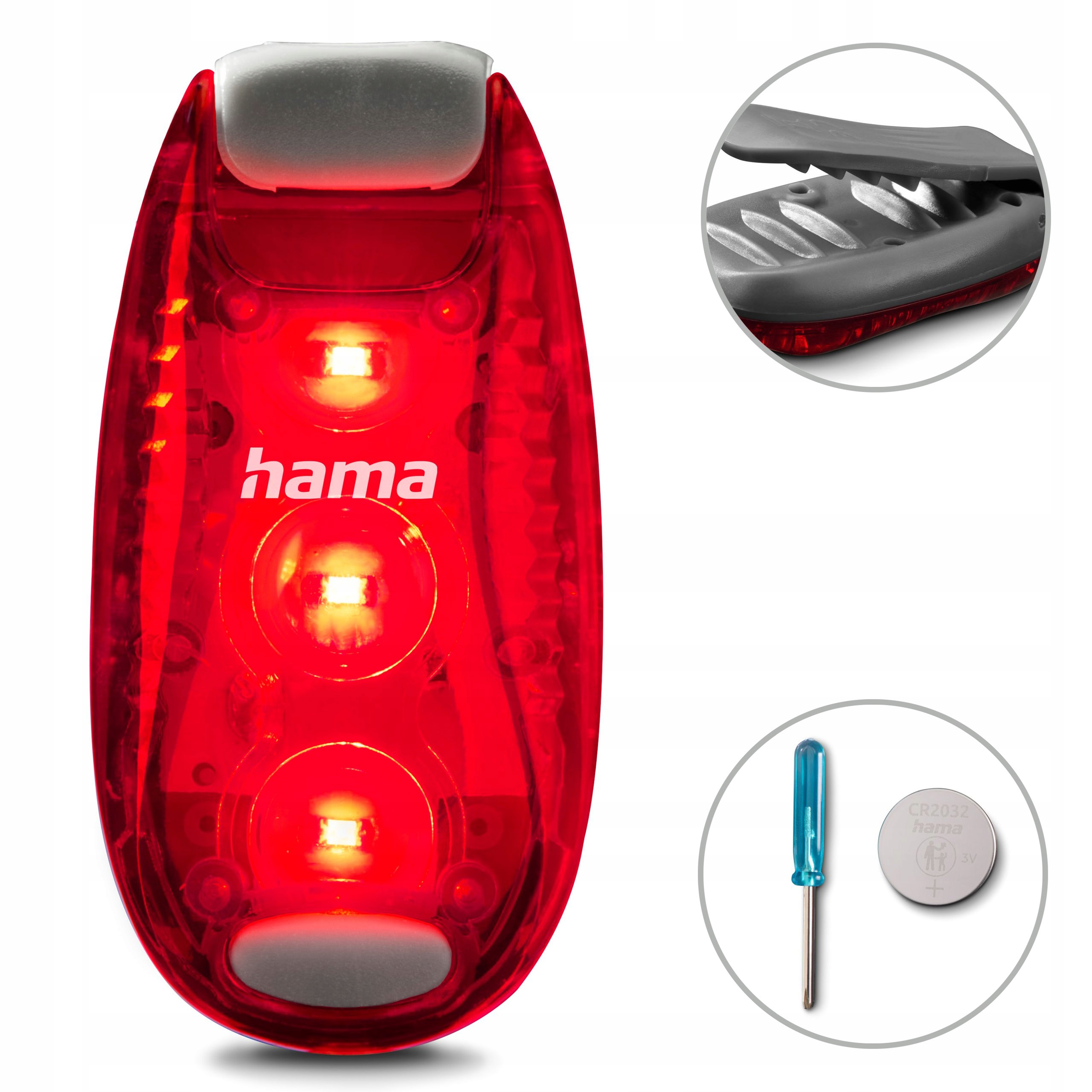 Hama Lampa Ostrzegawcza , Klips , 3 Tryby , IP44 , 2 szt. do plecaka/roweru
