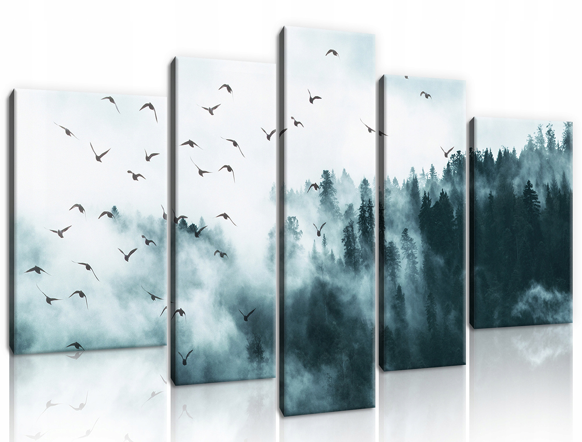 Obraz Na Plátne Canvas 170x100 Vtáky Hmla Les Hory Krajina Pohľad