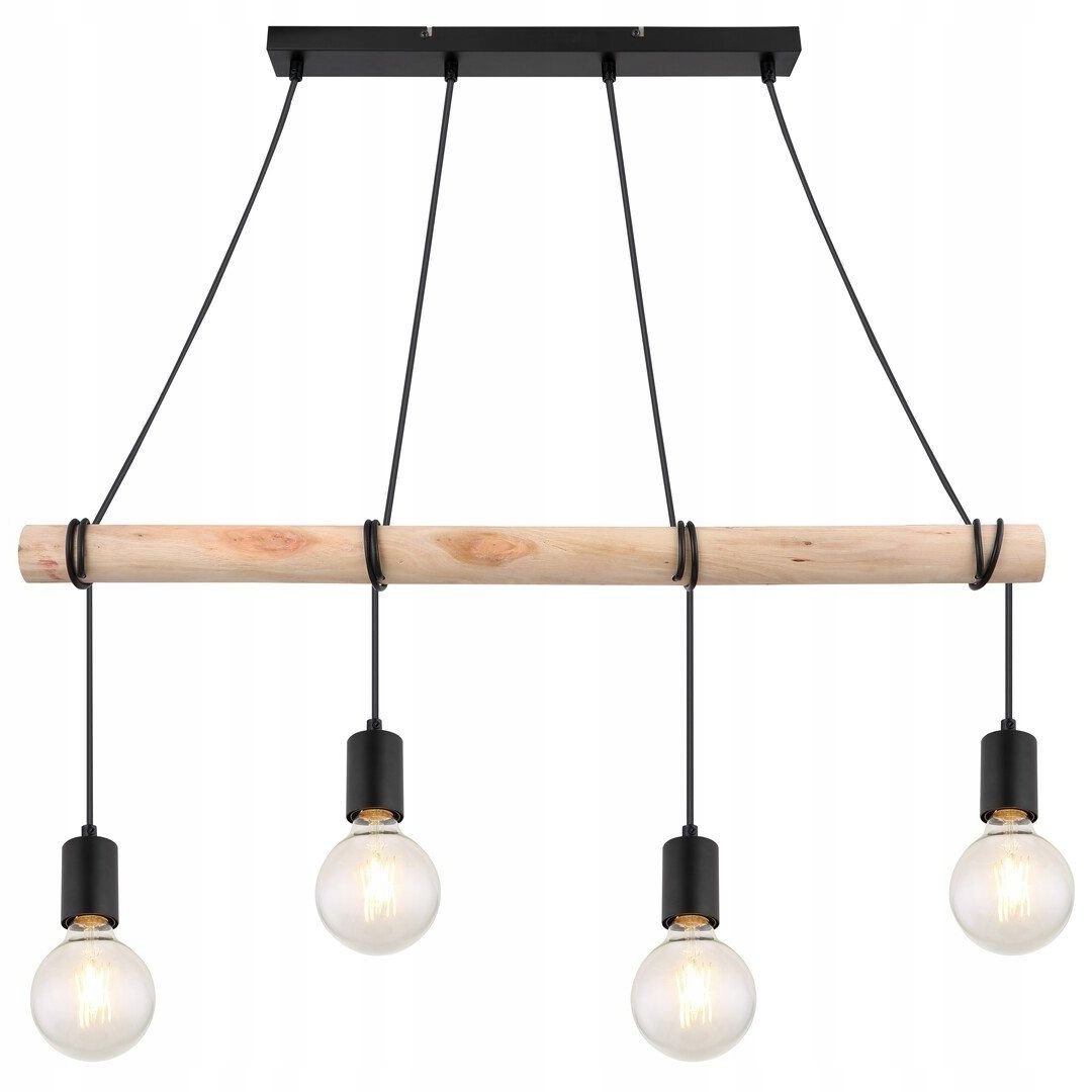 Loftová závěsná lampa s žárovkami na dřevěném trámu