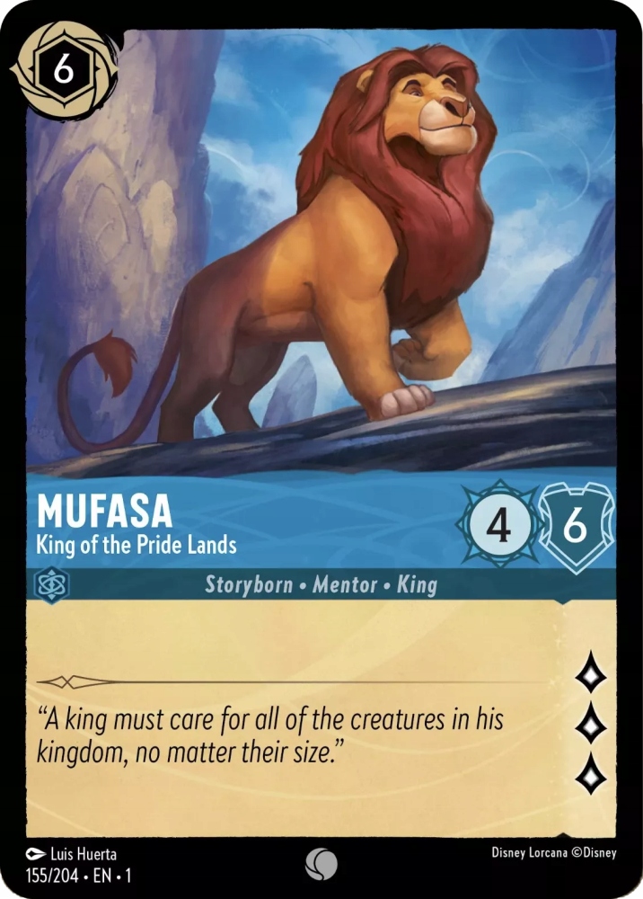 Disney Lorcana Mufasa, King of the Pride Lands 1TFC #155 Foil