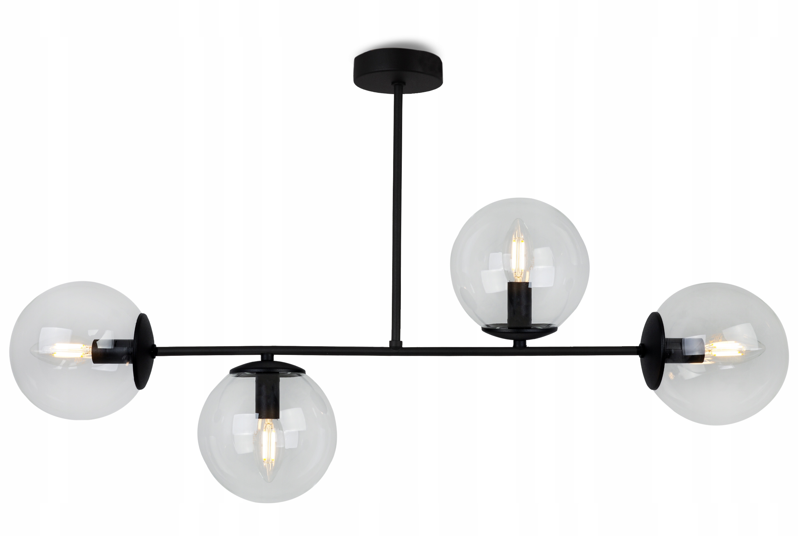 Stropná Závesná Lampa Luster Nad Stôl Ostrovček Sklenené Bezfarebné Gule