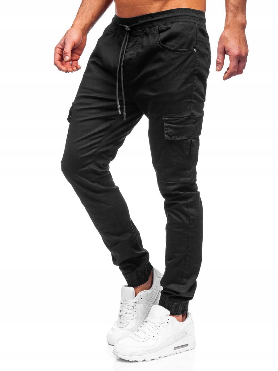 

Spodnie Joggery Bojówki Czarne TF016 Denley_l