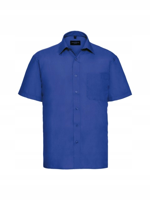Pánská košile s krátkým rukávem a kapsou Russell Bright Royal 4XL