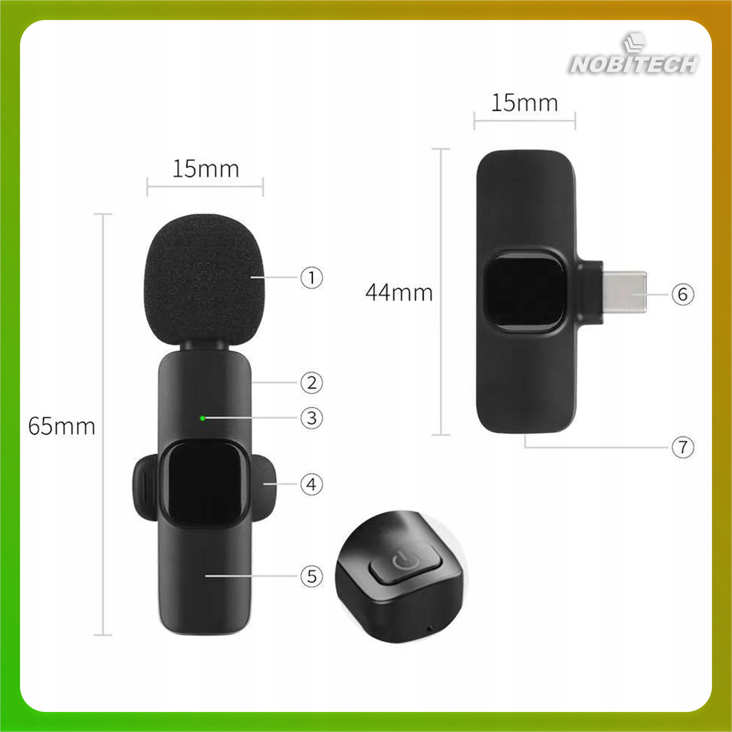 MIKROFON BEZPRZEWODOWY KRAWATOWY DO TELEFONU MINI USB-C 2 SZTUKI ZESTAW Informacje o bezpieczeństwie CE
