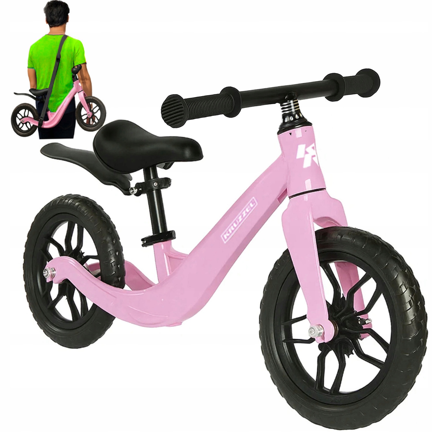 Rowerek Biegowy dla Dzieci 2+ Rower Dziecięcy Koła 12" Lekki Pasek na Ramię