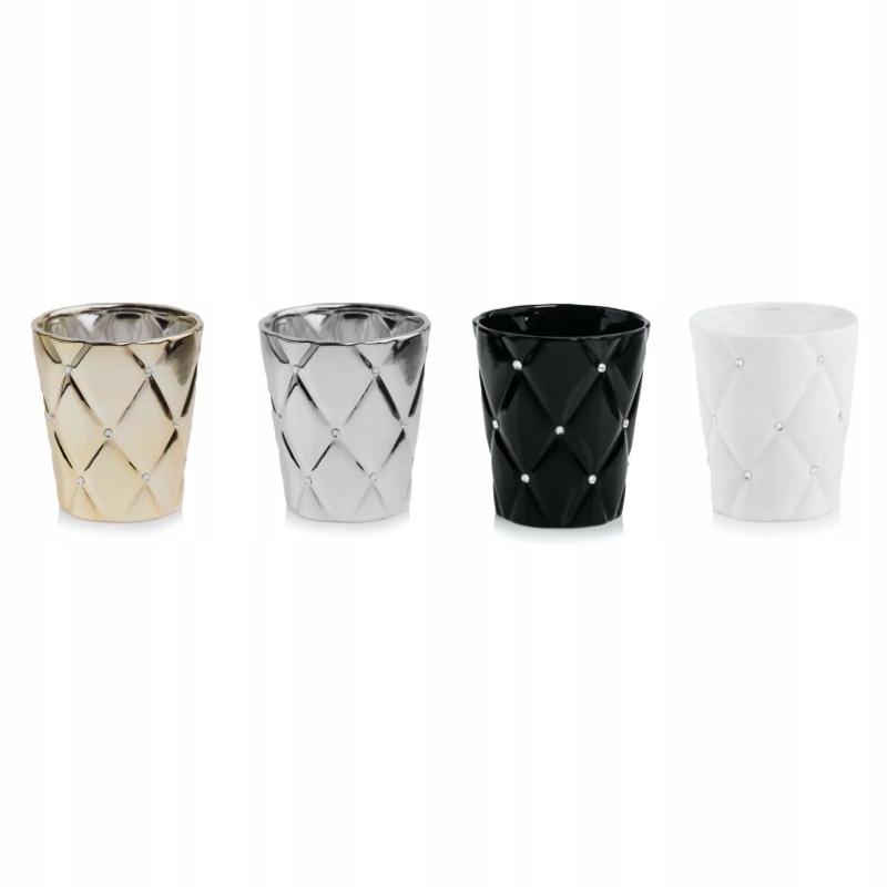 Osłonka doniczka ceramiczna SREBRNA glamour cyrkonie polnix Marka Polnix