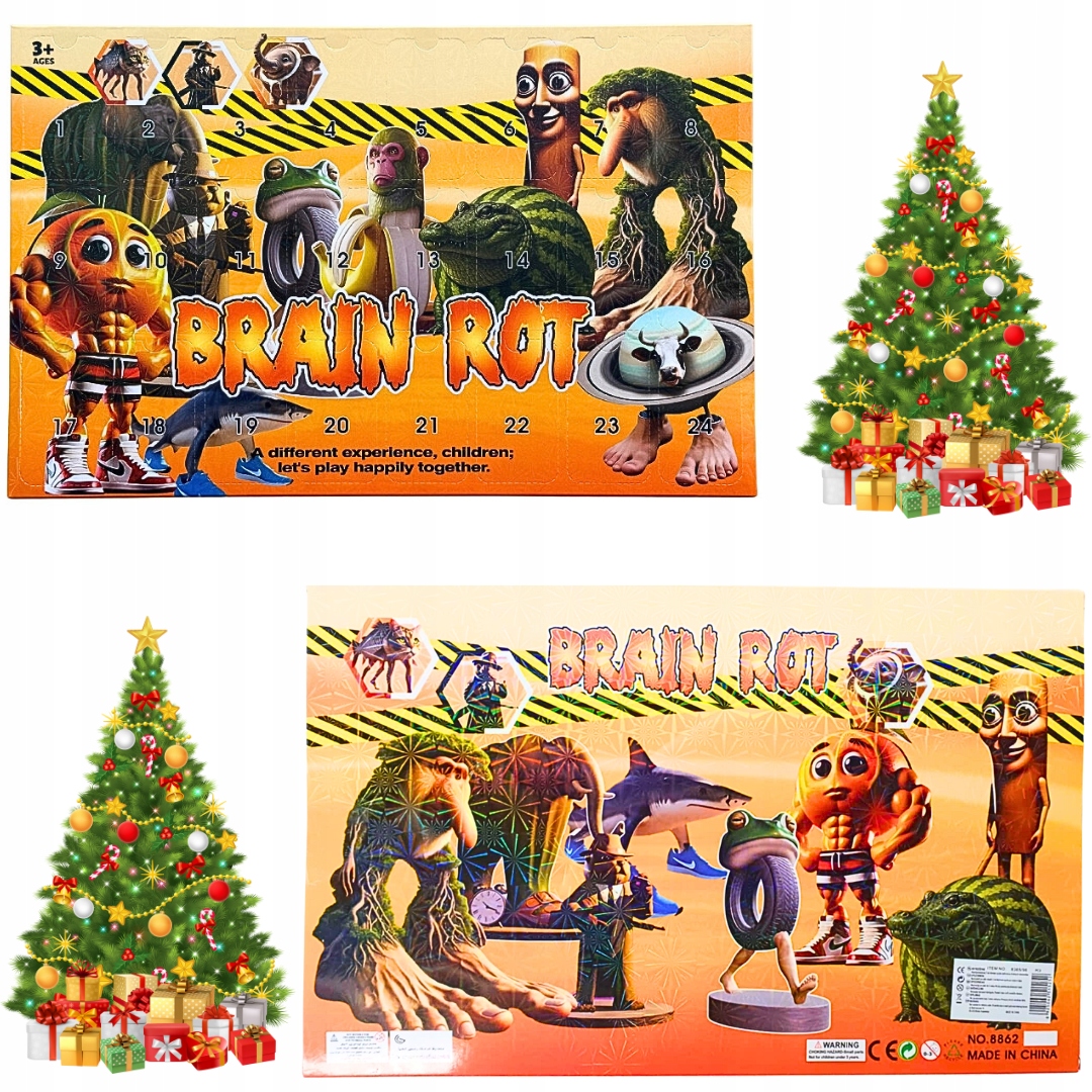 BRAIN ROT Advento kalendorius Žaislai Figūrėlės Raktų pakabukai 24 vnt. DOVANŲ Prekės ženklas be prekės ženklo