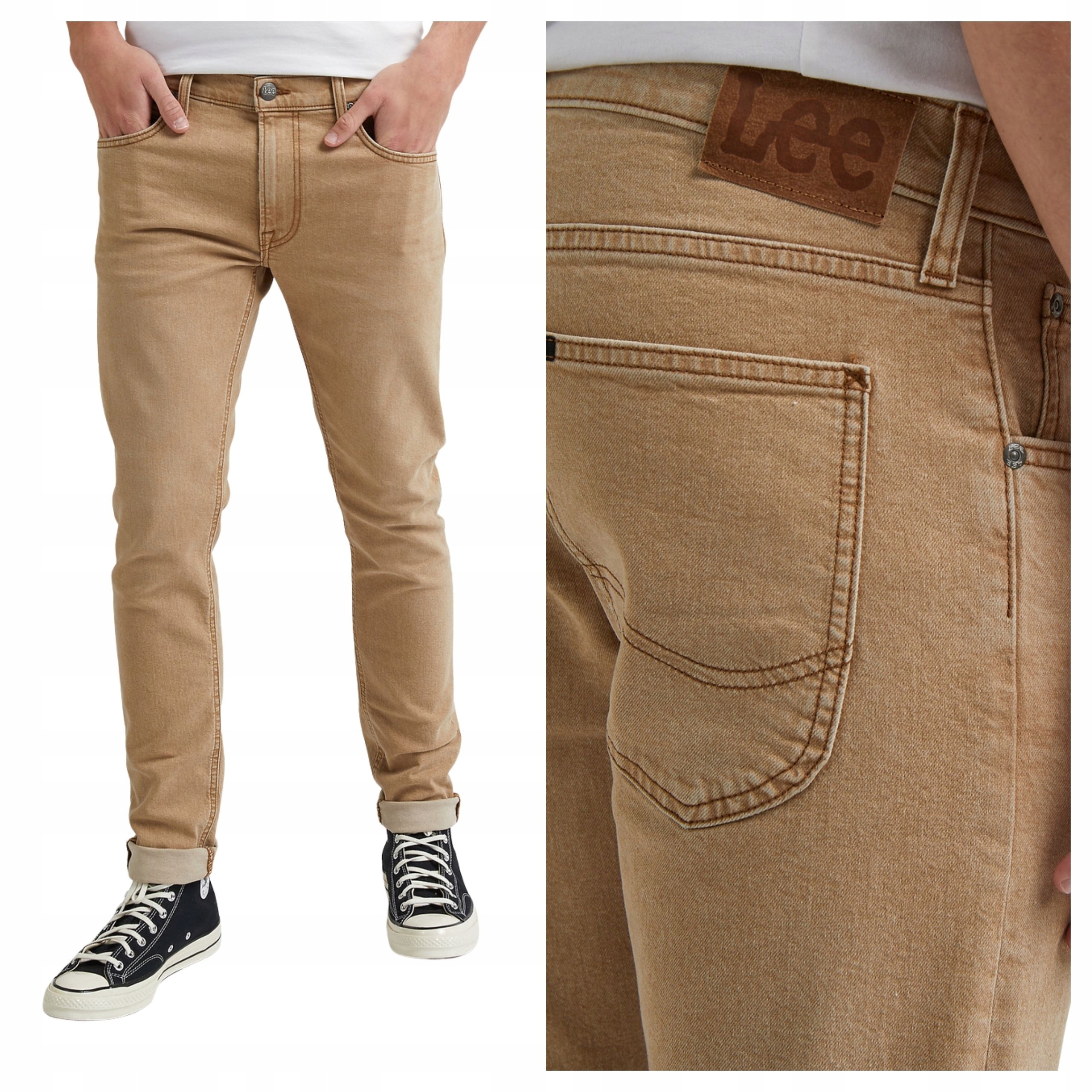 Pánské kalhoty Lee Luke Slim Zúžené Džíny Béžová W33 L34