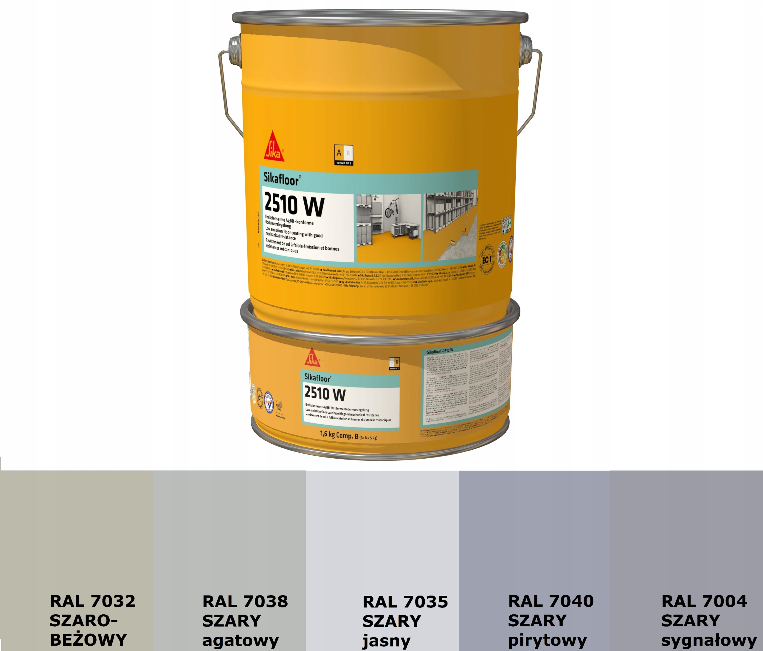 Żywica do Garażu farba posadzka epoksydowa Szara 7038 Sika floor 2510W -5kg
