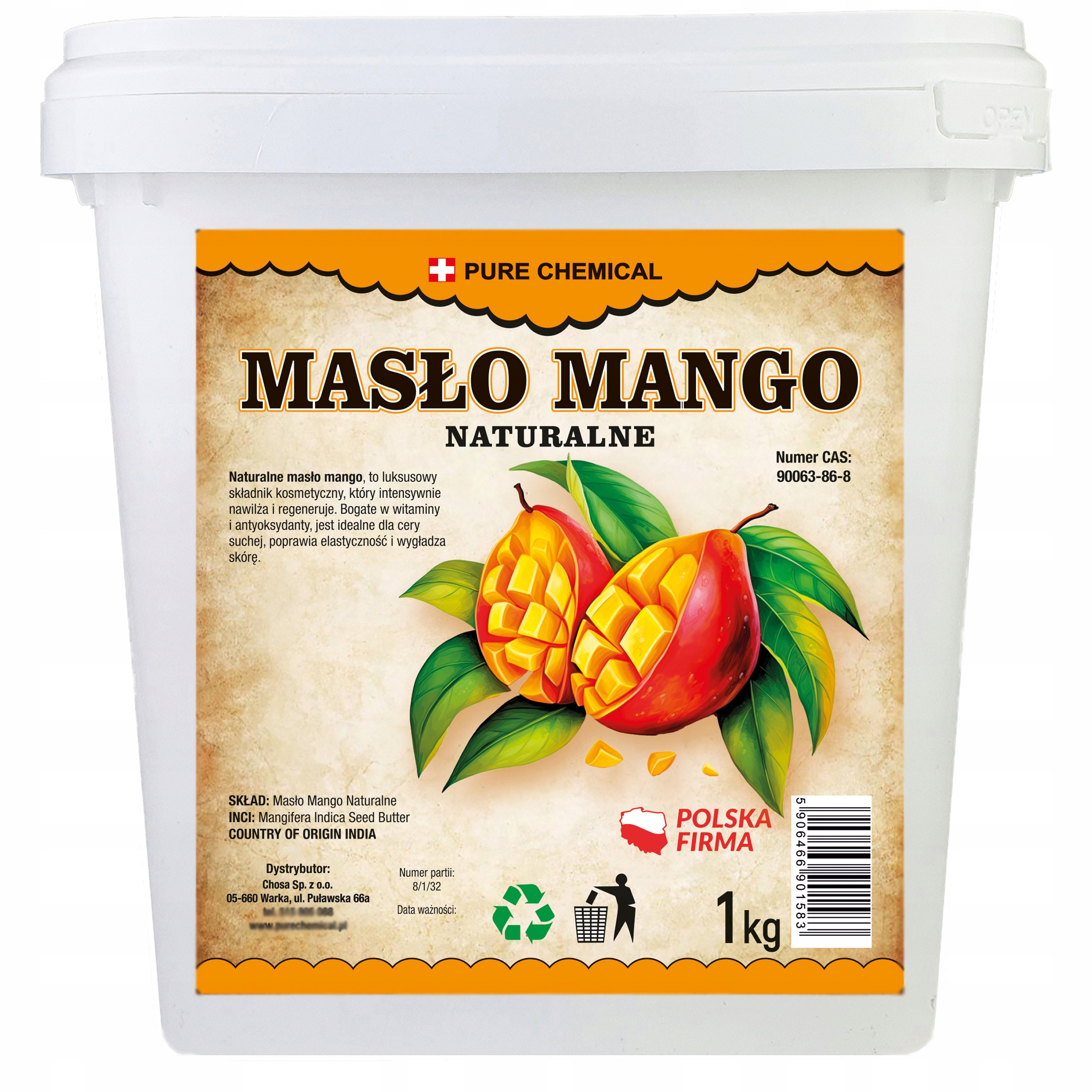 Masło Mango Ręcznie Łupane Czyste Bez Dodatków Do Skóry Włosów Tatuażu 1kg