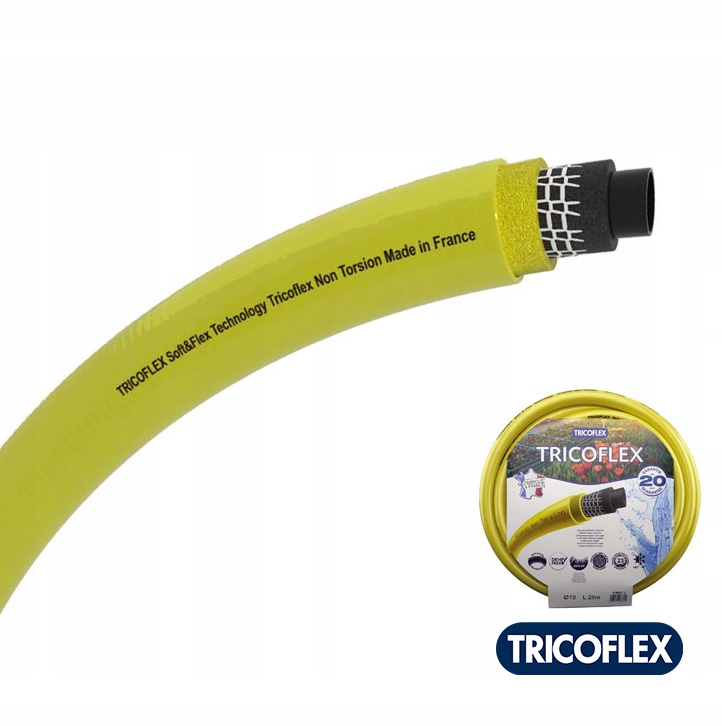 Profesjonalny Wąż do Wody fi 12,5 mm Tricoflex żółty rolka 25m