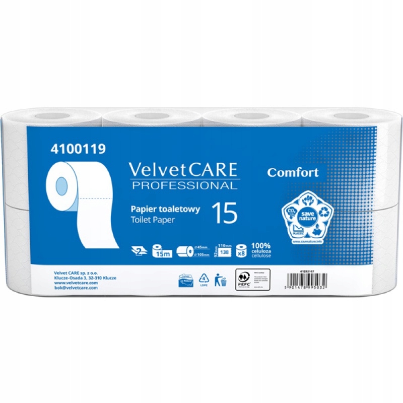 

Papier Toaletowy VelvetCARE Biały Miękki 8szt