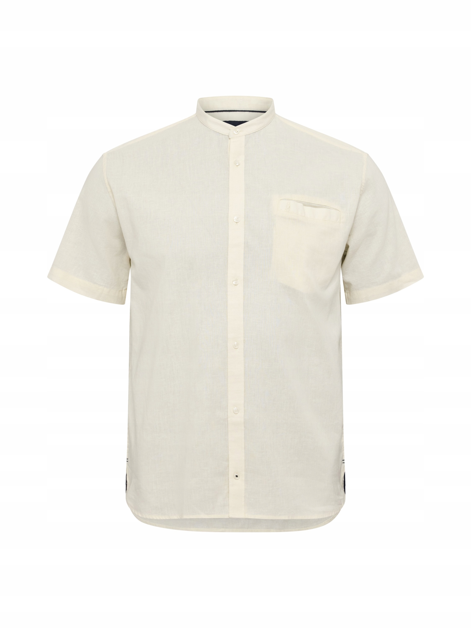 North Latitude Lněná Košile Se Stojáčkem Krémová, Velké Velikosti 5XL