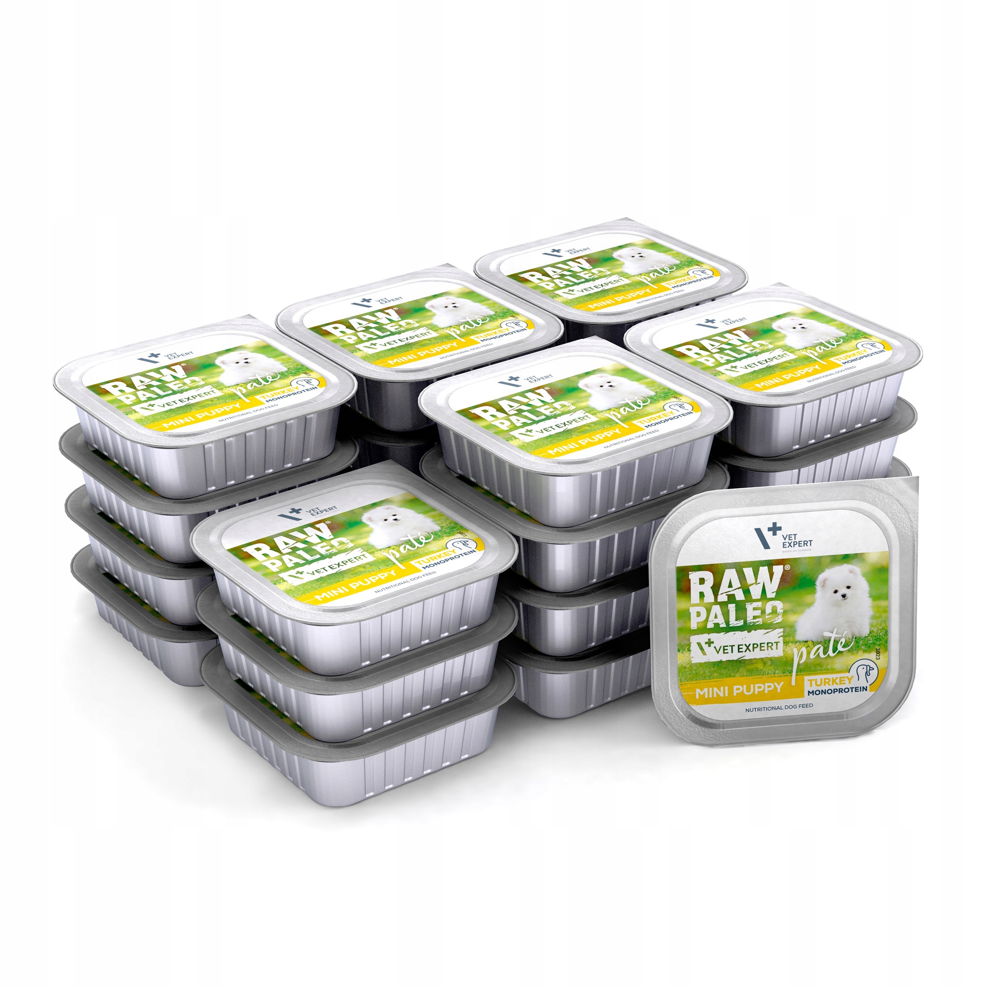 Mokra karma dla szczeniaka Raw Paleo Pate Mini Puppy Turkey zestaw 24x150g