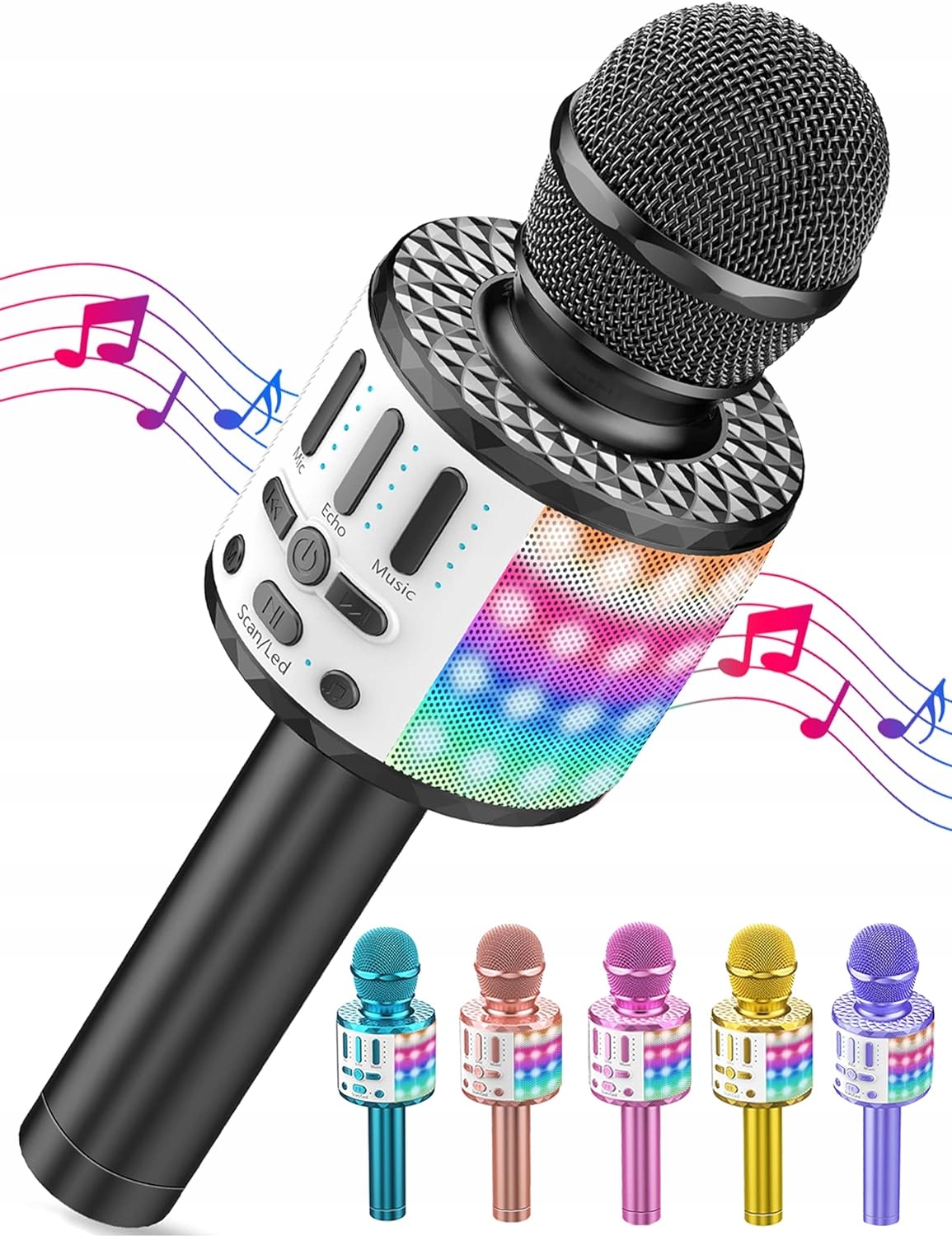 Karaoke Mikrofon Rgb Led Micqut Stereo Ruční Nahrávání Ovládání Hlasitosti