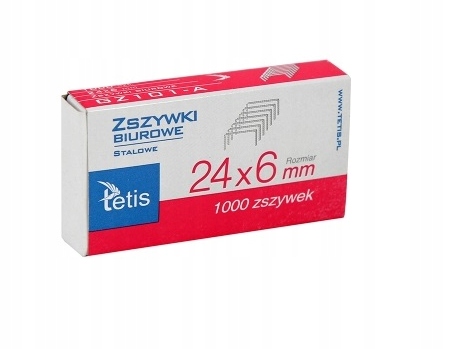 

Zszywki biurowe 24/6 Tetis 1000 sztuk