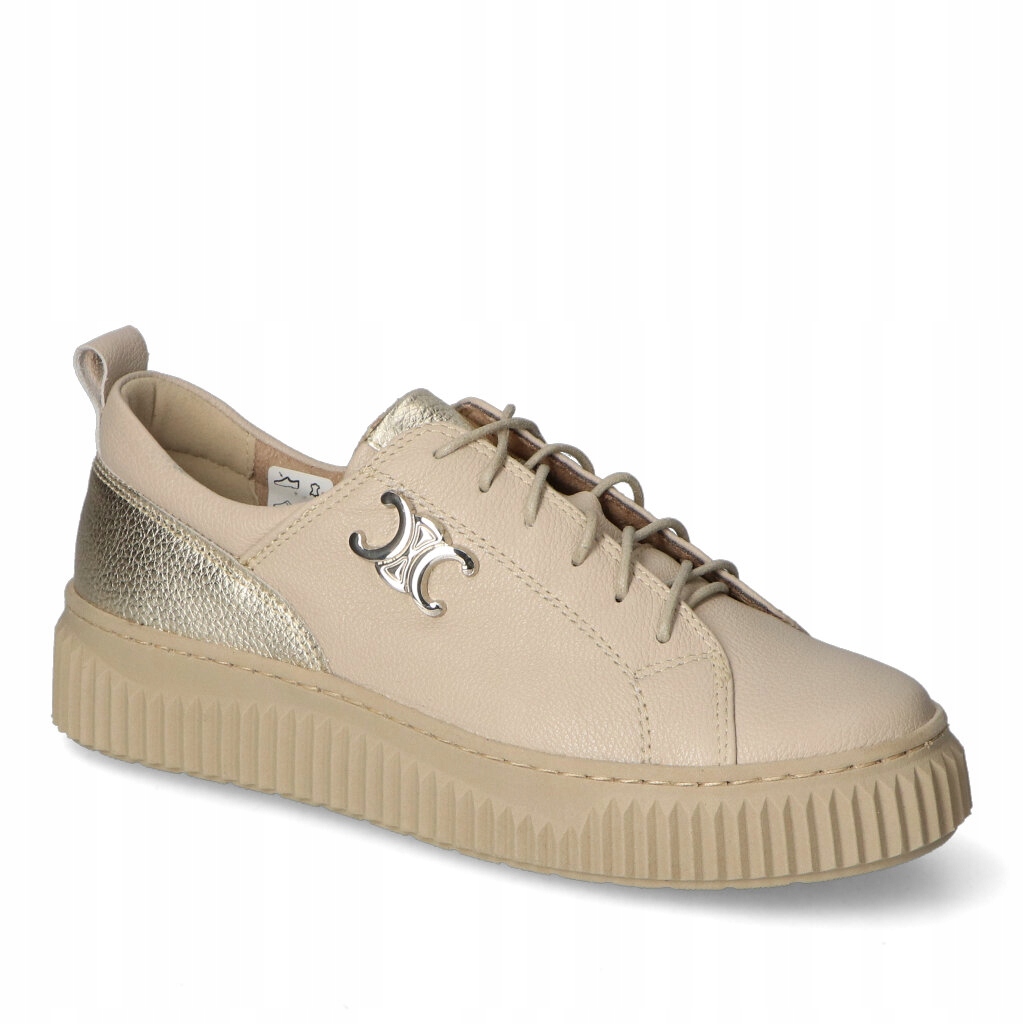 Dámské tenisky Waldi Béžová Floter+Zlato Lico Kožené s ozdobou 37