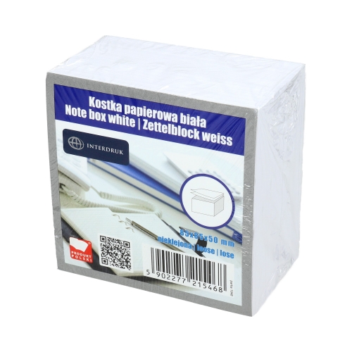 Biurowe KARTECZKI SAMOPRZYLEPNE Kostki Klejone Mini NOTATNIK 85X85X50Mm Kolor biały