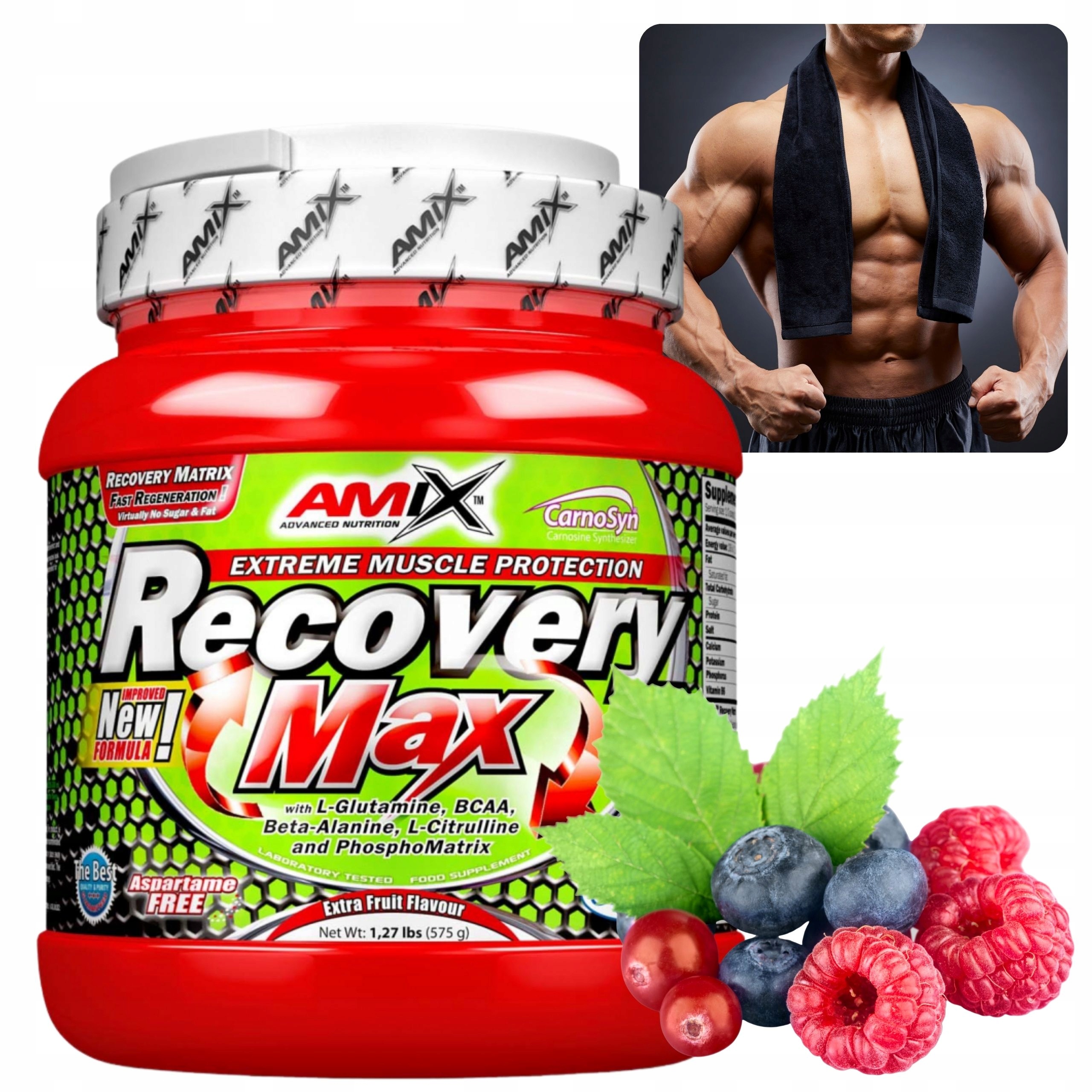 Doplněk Stravy kondicionér Amix Recovery Max Bcaa s glutaminem Ovocný punč 575 g